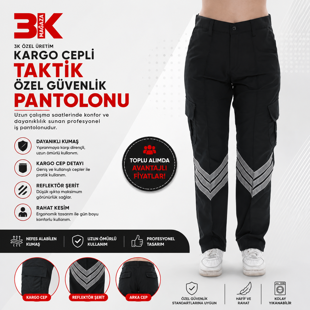Kargo Cepli Taktik Özel Güvenlik Pantolonu